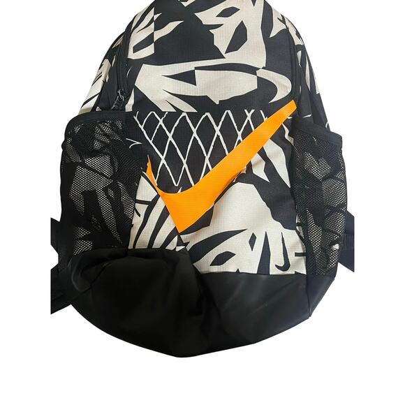 Nike Black & White Medium Size Backpack With Orange Swoosh & Side   Cup Holders - Picture 1 of 6